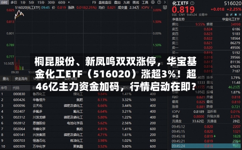 桐昆股份	、新凤鸣双双涨停，华宝基金化工ETF（516020）涨超3%！超46亿主力资金加码，行情启动在即？-第2张图片