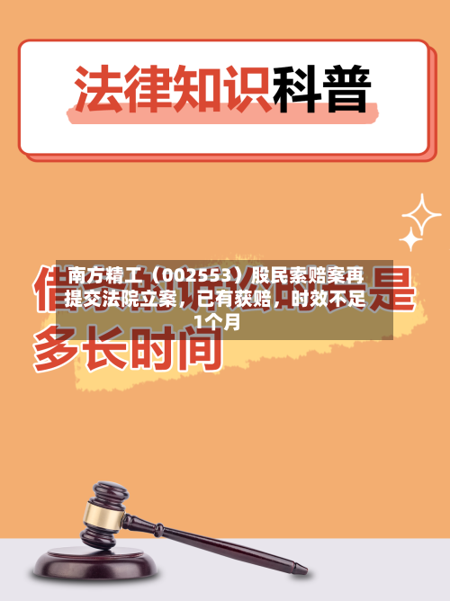 南方精工（002553）股民索赔案再提交法院立案，已有获赔，时效不足1个月