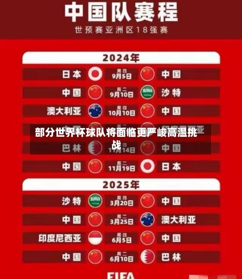 部分世界杯球队将面临更严峻高温挑战