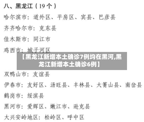 【黑龙江新增本土确诊7例均在黑河,黑龙江新增本土确诊6例】-第2张图片