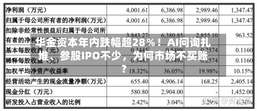 华金资本年内跌幅超28％！AI问询扎堆、参股IPO不少，为何市场不买账？
