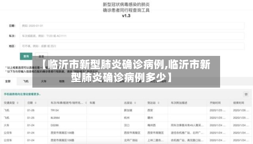【临沂市新型肺炎确诊病例,临沂市新型肺炎确诊病例多少】