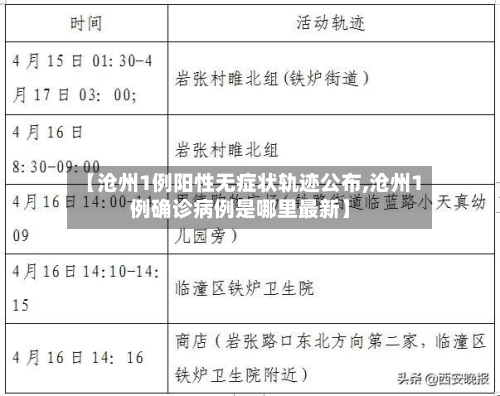【沧州1例阳性无症状轨迹公布,沧州1例确诊病例是哪里最新】-第2张图片