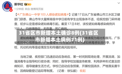31省区市新增本土确诊8例(31省区市新增本土病例71例)
