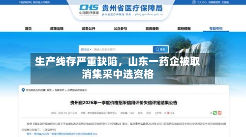 生产线存严重缺陷，山东一药企被取消集采中选资格-第2张图片