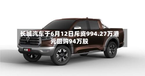 长城汽车于6月12日斥资994.27万港元回购94万股