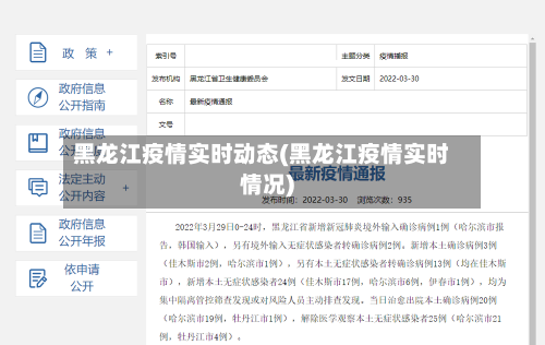 黑龙江疫情实时动态(黑龙江疫情实时情况)