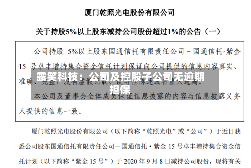 露笑科技：公司及控股子公司无逾期担保