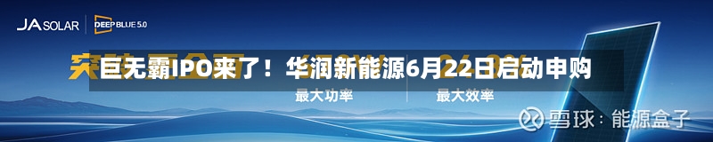 巨无霸IPO来了!华润新能源6月22日启动申购-第3张图片