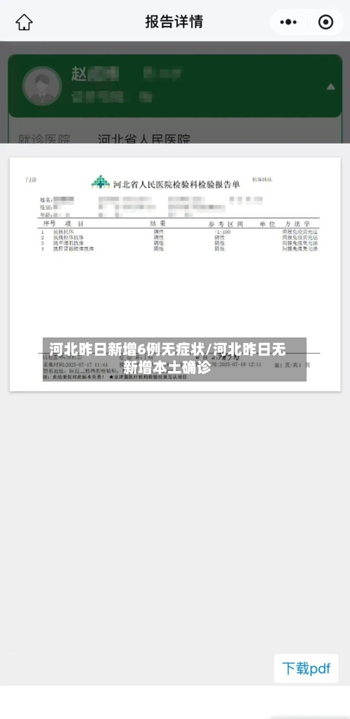 河北昨日新增6例无症状/河北昨日无新增本土确诊
