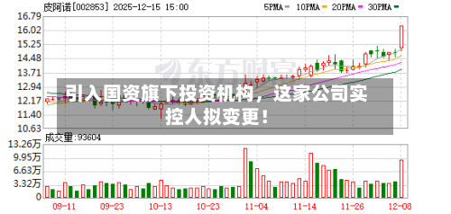 引入国资旗下投资机构，这家公司实控人拟变更！