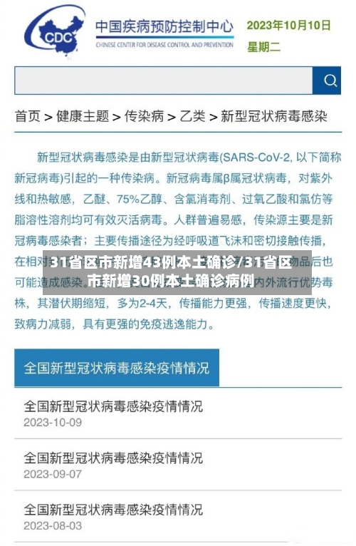 31省区市新增43例本土确诊/31省区市新增30例本土确诊病例