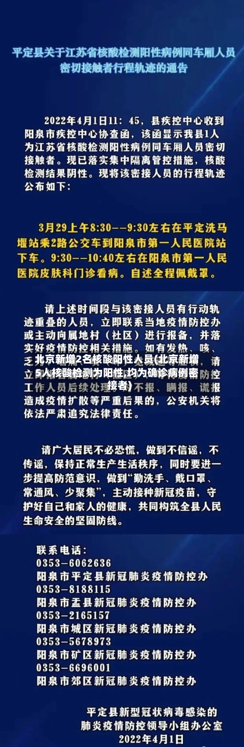 北京新增2名核酸阳性人员(北京新增5人核酸检测为阳性,均为确诊病例密接者)