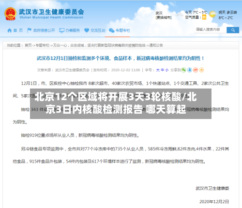 北京12个区域将开展3天3轮核酸/北京3日内核酸检测报告 哪天算起