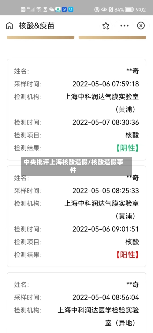 中央批评上海核酸造假/核酸造假事件