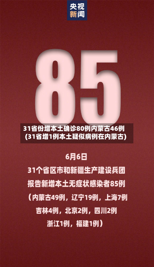 31省份增本土确诊80例内蒙古46例(31省增1例本土疑似病例在内蒙古)
