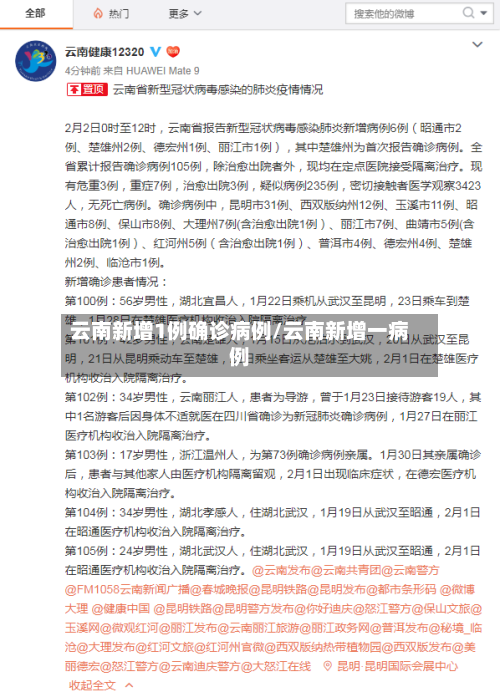 云南新增1例确诊病例/云南新增一病例-第2张图片