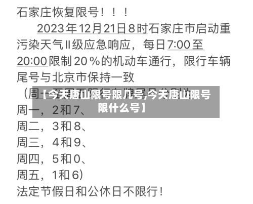 【今天唐山限号限几号,今天唐山限号限什么号】