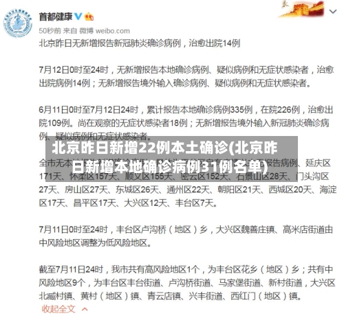 北京昨日新增22例本土确诊(北京昨日新增本地确诊病例31例名单)
