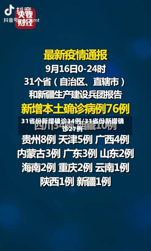 31省份新增确诊34例/31省份新增确诊27例