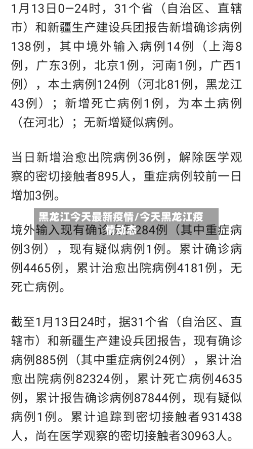 黑龙江今天最新疫情/今天黑龙江疫情动态