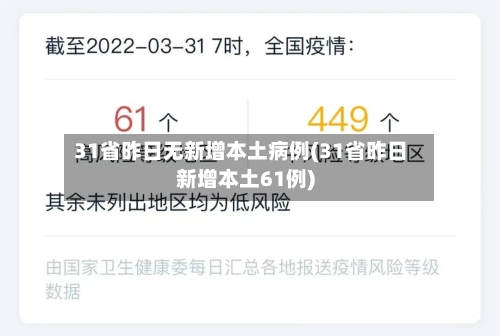 31省昨日无新增本土病例(31省昨日新增本土61例)