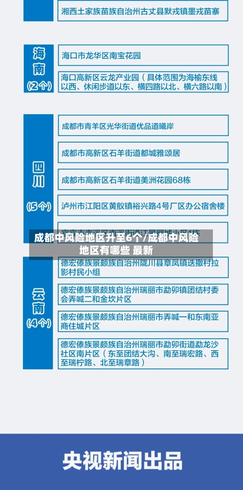 成都中风险地区升至6个/成都中风险地区有哪些 最新