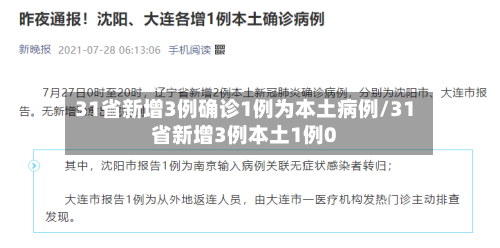 31省新增3例确诊1例为本土病例/31省新增3例本土1例0