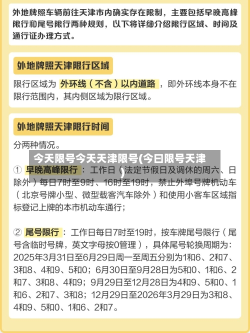 今天限号今天天津限号(今曰限号天津)