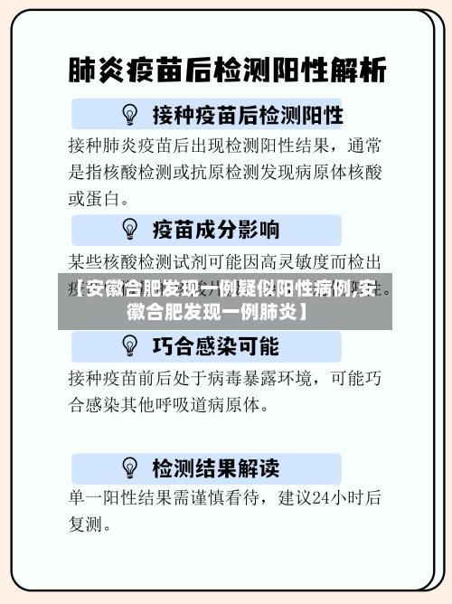 【安徽合肥发现一例疑似阳性病例,安徽合肥发现一例肺炎】-第3张图片