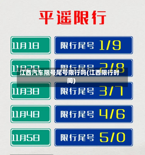 江西汽车限号尾号限行吗(江西限行时间)