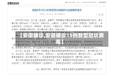 【安徽确诊,安徽确诊15例新型冠状病毒】