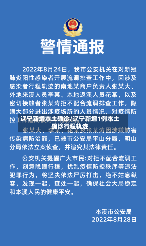 辽宁新增本土确诊/辽宁新增1例本土确诊行程轨迹