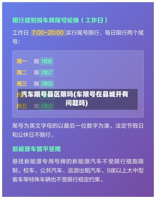 汽车限号县区限吗(车限号在县城开有问题吗)-第2张图片