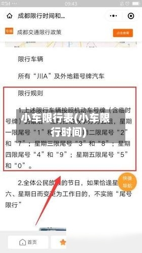 小车限行表(小车限行时间)