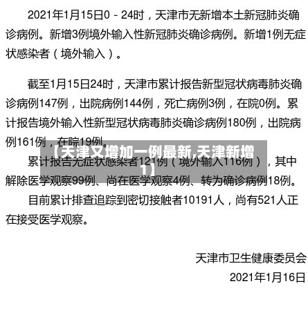 【天津又增加一例最新,天津新增1】