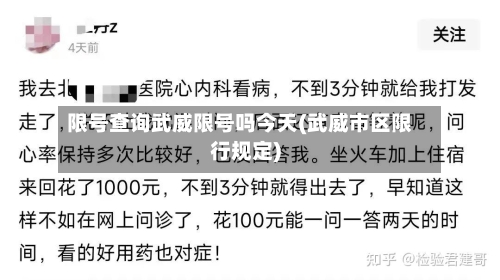 限号查询武威限号吗今天(武威市区限行规定)