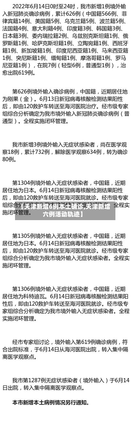 【天津新增6例本土确诊,天津新增六例活动轨迹】