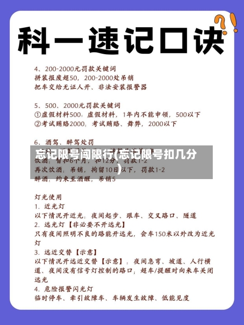 忘记限号闯限行(忘记限号扣几分)