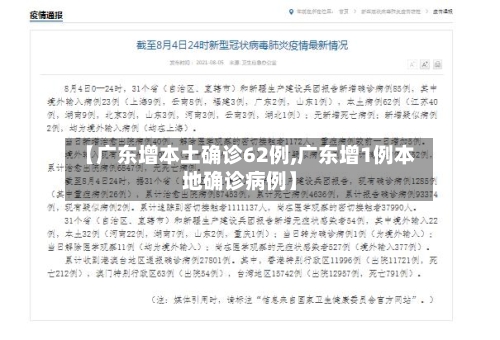 【广东增本土确诊62例,广东增1例本地确诊病例】