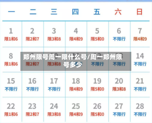 郑州限号周一限什么号/周一郑州限号多少