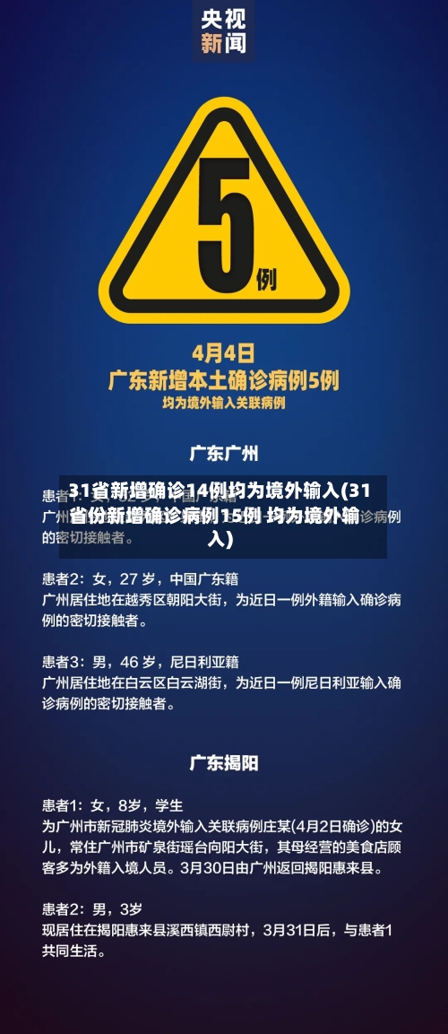 31省新增确诊14例均为境外输入(31省份新增确诊病例15例 均为境外输入)