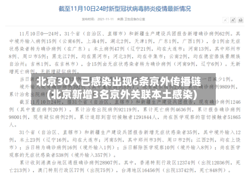 北京30人已感染出现6条京外传播链(北京新增3名京外关联本土感染)