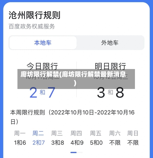 廊坊限行解禁(廊坊限行解禁最新消息)