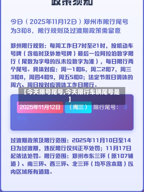【今天限号尾号,今天限行车辆尾号是】