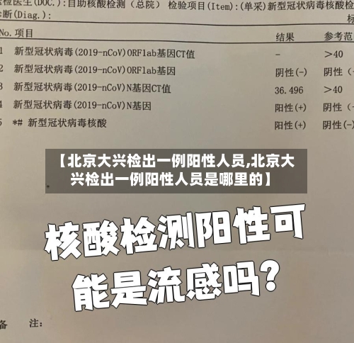 【北京大兴检出一例阳性人员,北京大兴检出一例阳性人员是哪里的】-第3张图片