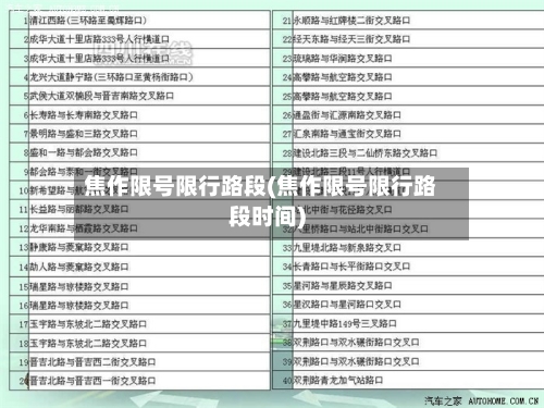 焦作限号限行路段(焦作限号限行路段时间)-第3张图片