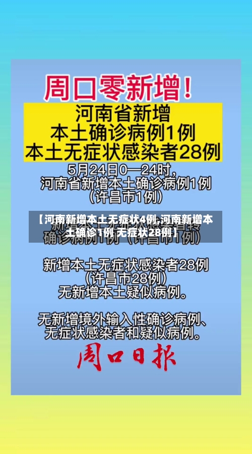 【河南新增本土无症状4例,河南新增本土确诊1例 无症状28例】