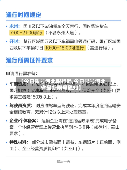 【今日限号河北限行吗,今日限号河北省最新限号通知】