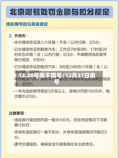 12.28号限不限号/12月27日限号